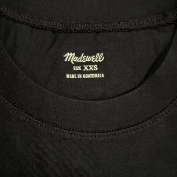 NWT Madewell Curved Hem Relaxed Fit Cotton Short Sleeve T-Shirt XXS Black #2951 - Picture 6 of 12